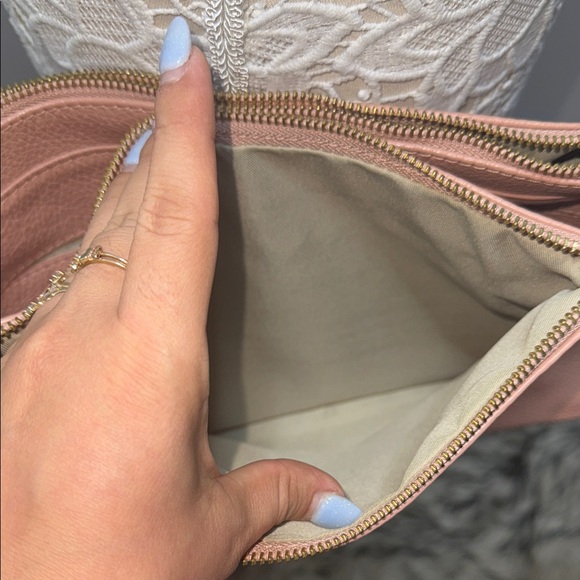 Valentina Genuine Leather Pink and Brown Crossbody Bag - Picture 5 of 10